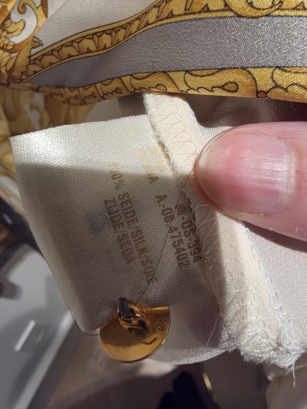 Escada Cream and Gold Baroque Silk Button-Down Shirt - Picture 3 of 3